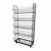 Stabelkurv med 5 kurve og hjul – mat sort, 81 x 43 x H160 cm