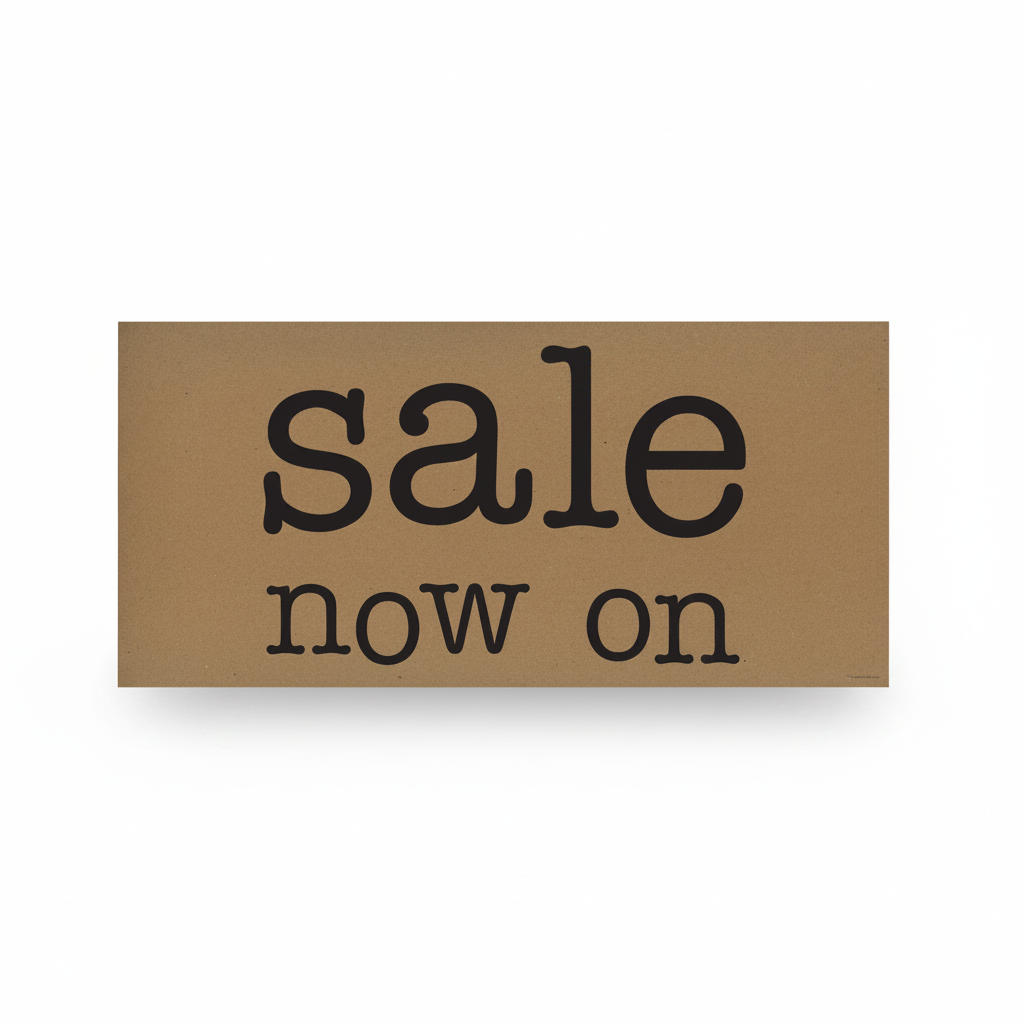 Plakat. Sale now on, brun kraft, 64 x H30