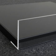 Melaminhylde sort, skrå, med forkant i krom, 91 x 37 cm