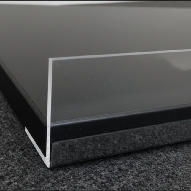 Melamínhilla svört, skáleit, með krómframbrún, 61 x 37 cm