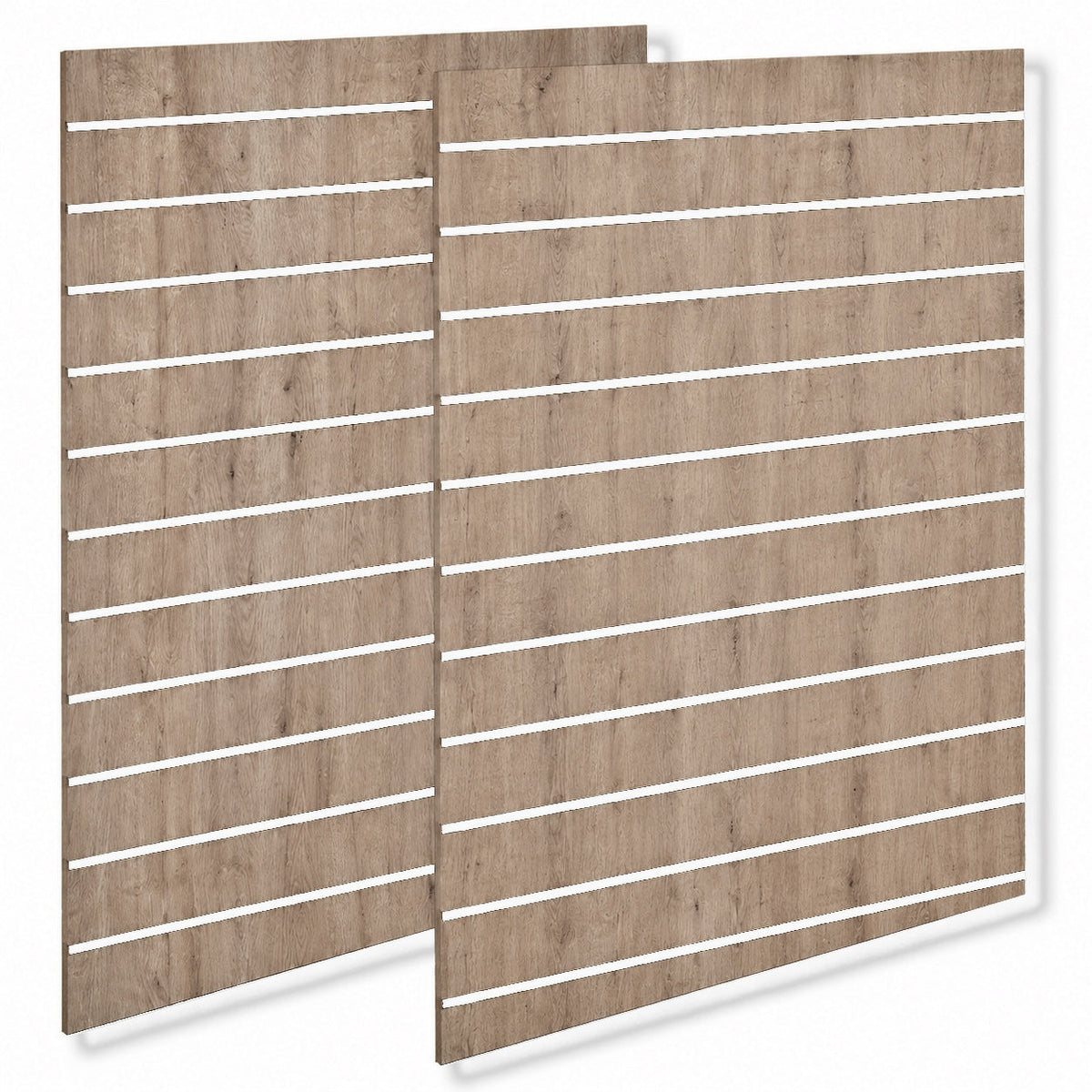 Rillepanel 120 x 240 cm i Eg-Look (72) med hvide alulister – varenr. 9700-72-01