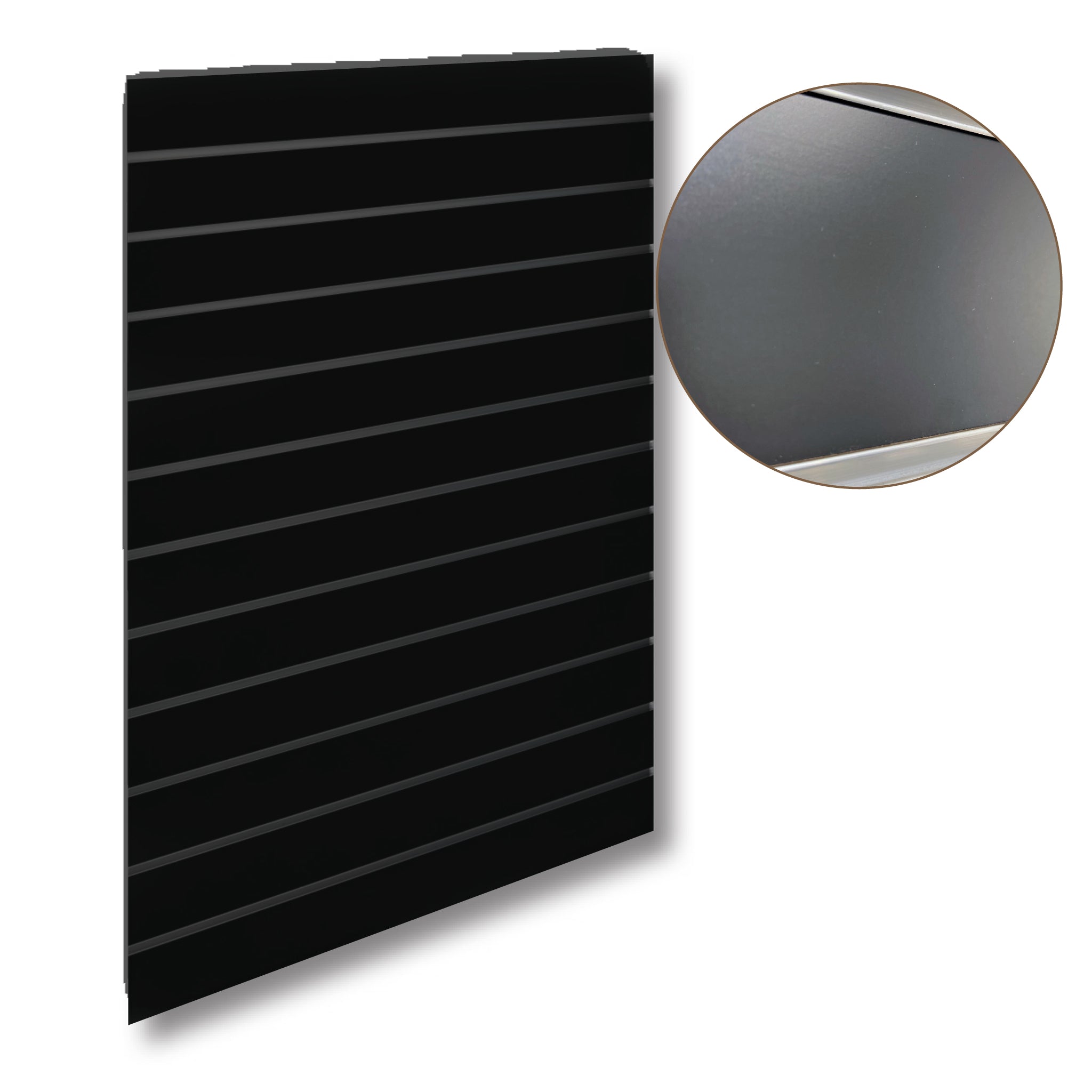 Grooved panel - Standard (120 x 120 cm) - Black with black aluminum strips