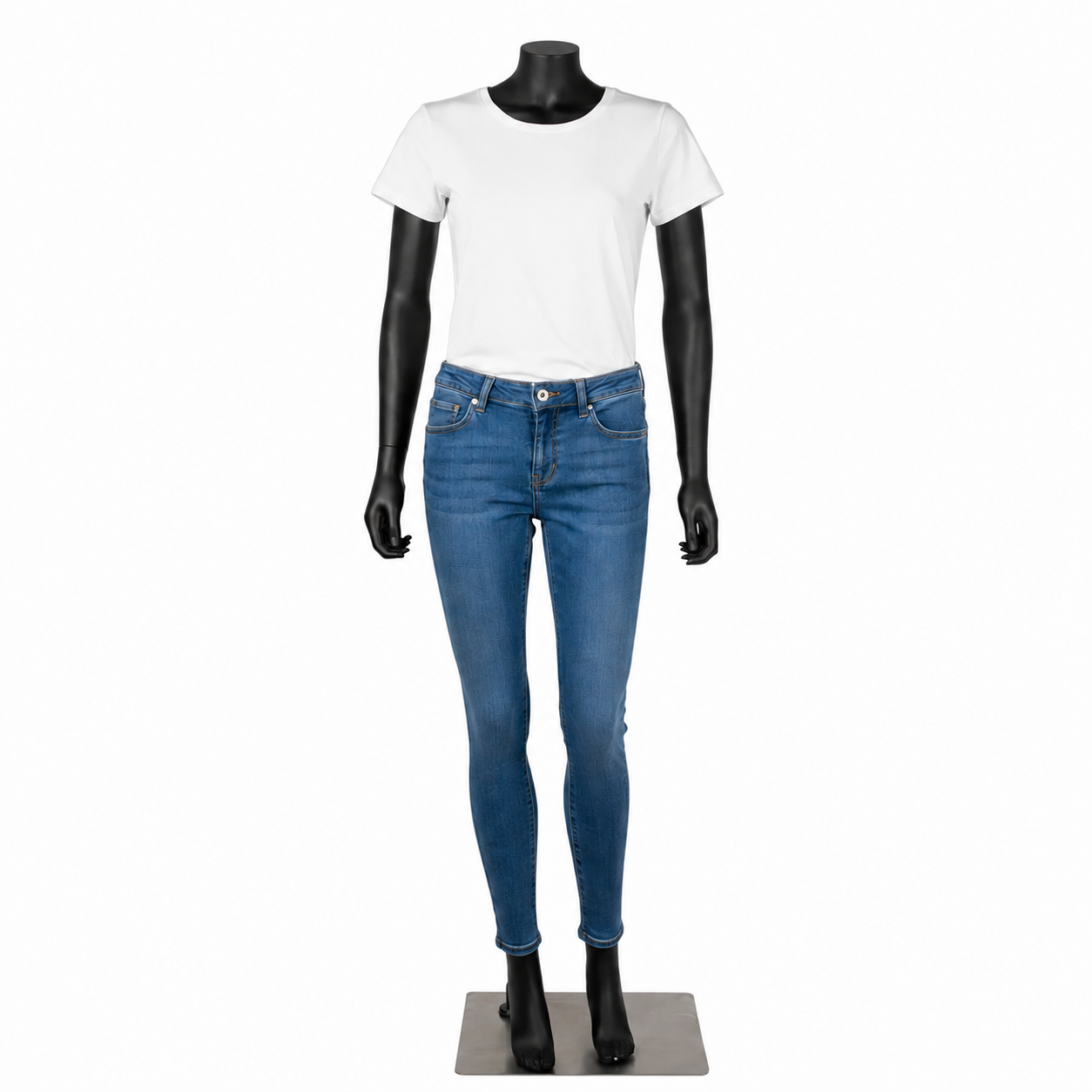 Female mannequin, Model A with straight arms and flexible head option, black. Standard
