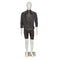 Standard men's mannequin, size C, with straight arms, head without facial features and brushed satin metal base plate, white