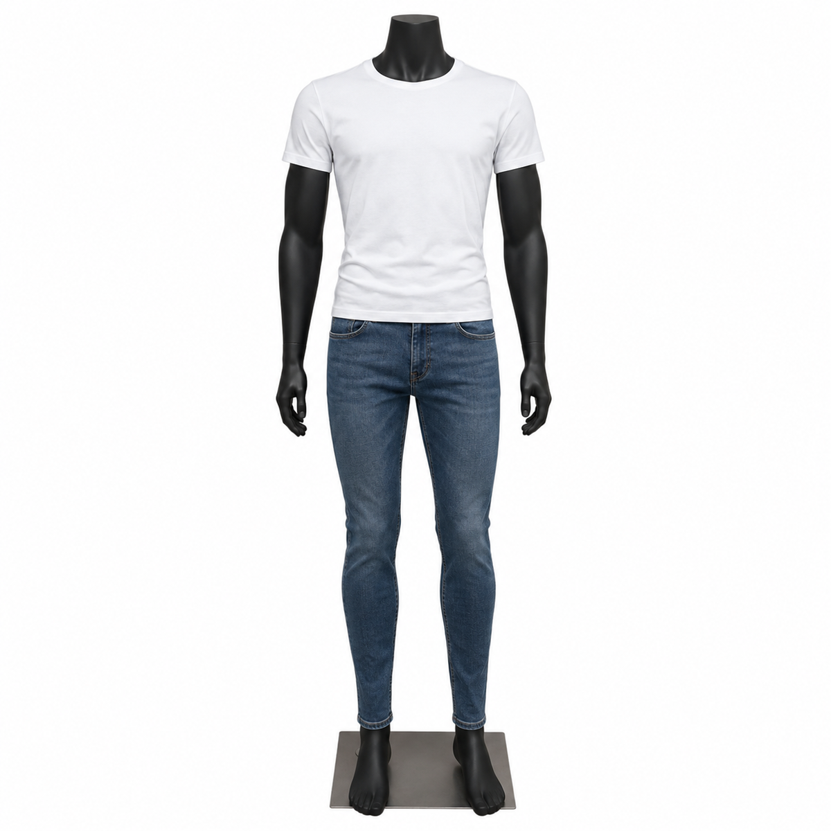 Herremannequin, model C med lige arme og fleksibel hovedløsning, sort. Standard