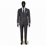 Standard men's mannequin, size C, with straight arms, head without facial features and brushed satin metal base plate, black