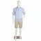Standard men's mannequin, size D, with bent arm, head without facial features and brushed satin metal base plate, white
