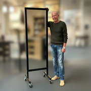 Gulvspejl - Dobbelt rullespejl - Sort. Kraftig model