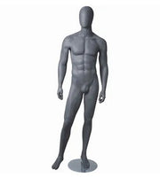 Grå mat faceless herremannequin 1600 med metal fodplade