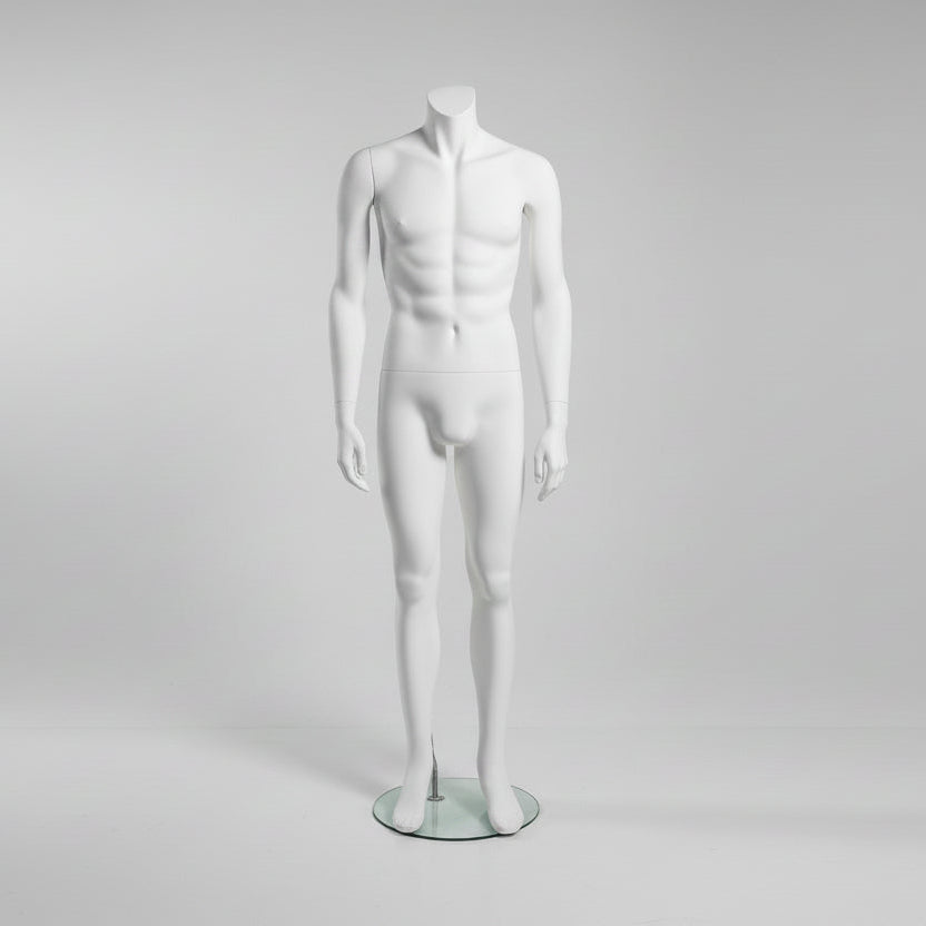 Headless herremannekin. Hvít, matt. Stendur beint - trennaður
