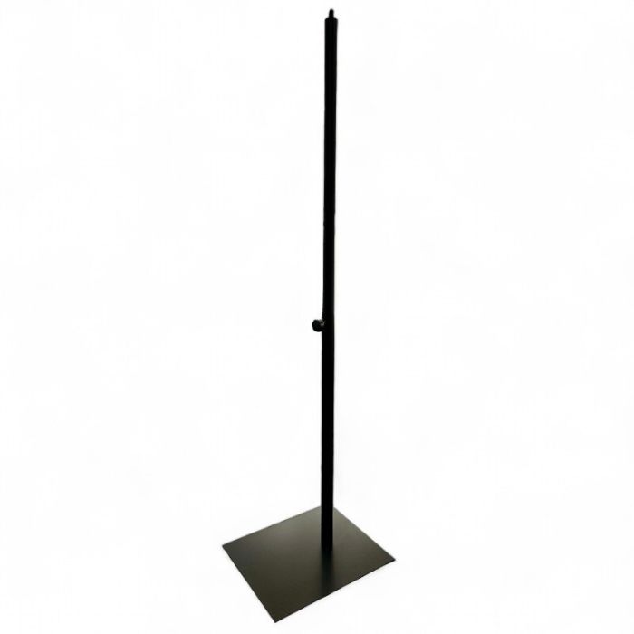 Metal base for torso or dress form. Square base 32 x 27 cm. Black metal. Includes screw for torso