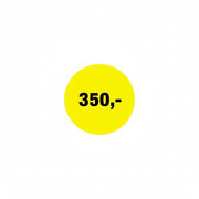 Rabatklistermærke 350 kr. Rulle med 500 stk. Ø 30 mm.