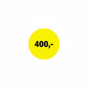 Rabatklistermærke 400 kr. Rulle med 500 stk. Ø 30 mm.