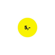 Rabatklistermærke 5 kr. Rulle med 500 stk. Ø 30 mm.