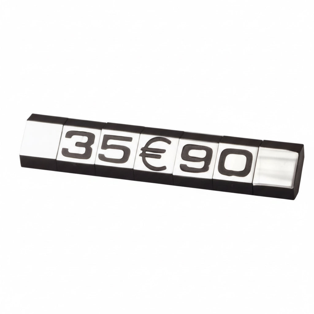 Prismærkesæt, 360 stk. m/ stander. Sølv L7 x H9.5 mm.