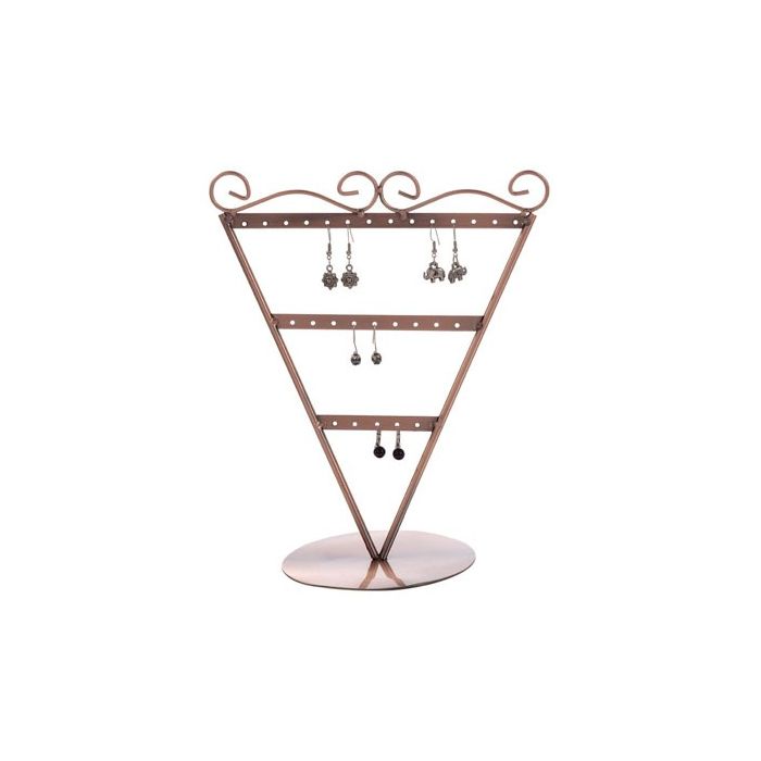 Ear stud display V-shaped. Copper. H23 cm. 13 pairs of earrings