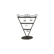 Ørestikkedisplay V-formet. Sort metal. H23 cm. 13 par øreringe