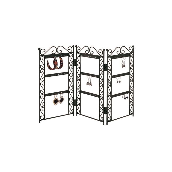 Ørestikkedisplay. Foldevæg. Sort metal. 26 x H45 cm. Op til 36 par