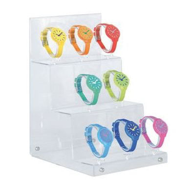 Ur trindisplay til 8 ur. Akryl. 263.5 x 20 x H33 cm.