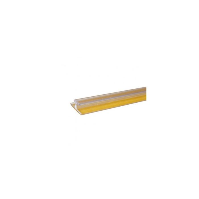 Shelf dividers, rear edge with tape 1 m. Clear plastic
