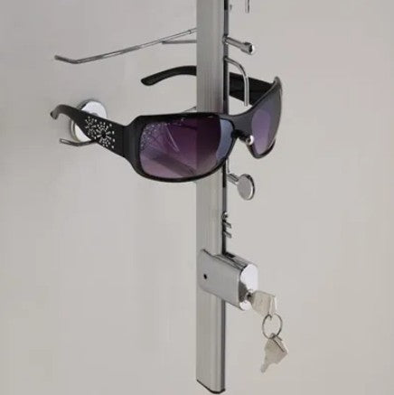 Glasses display for wall. Aluminum with lock. 16 glasses.