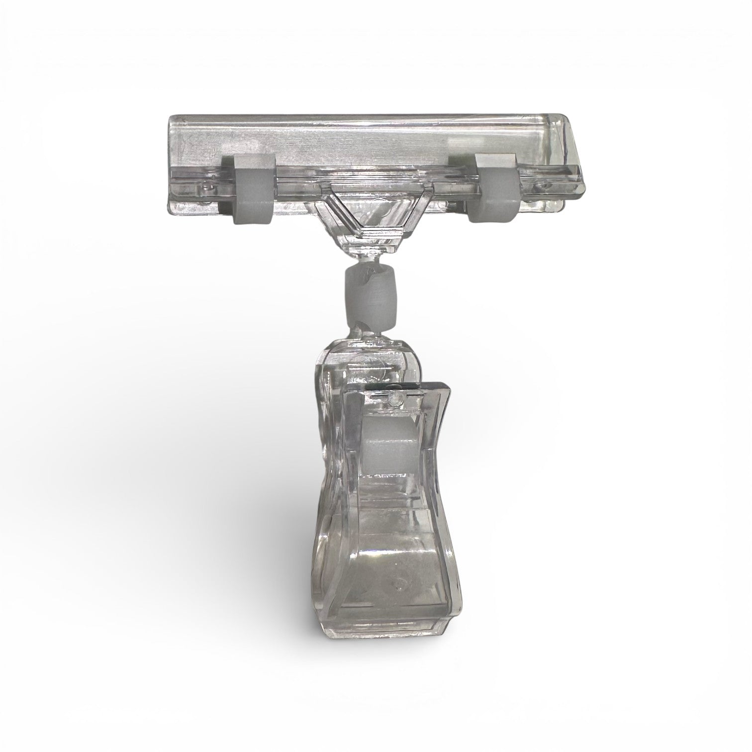 Clear Grip, skilteholder, med bred klemme, klar akryl, H10 cm