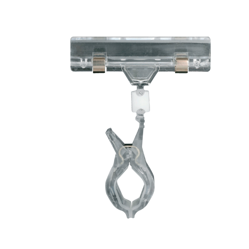 Clear Grip sign holder with wide clamp, clear acrylic, H10 cm