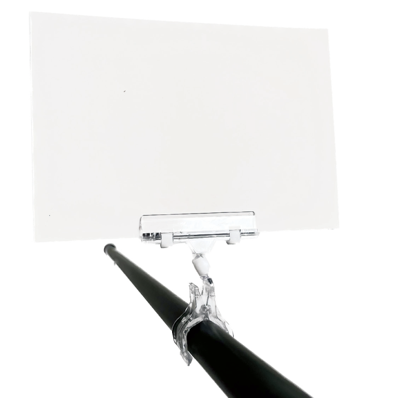 Clear Grip, skiltihaldari, með breiðum klemmu, tær akrýl, H10 cm