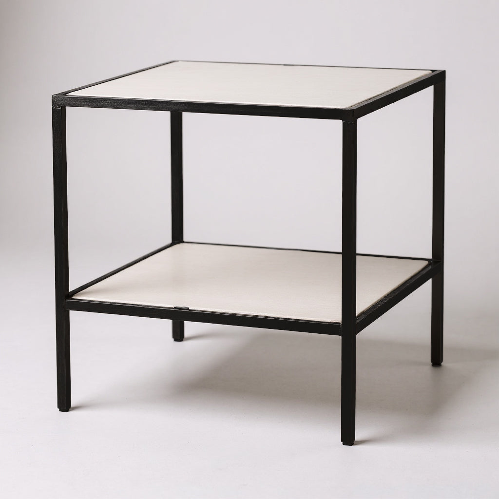 Luton table with white melamine tops, black frame, 80 x 80 x H80 cm