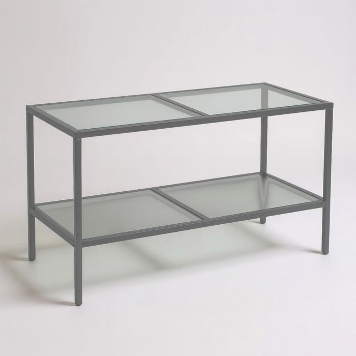 Luton-pöytä, jossa huurretut lasilevyt, titaani, 160 x 80 x K80 cm