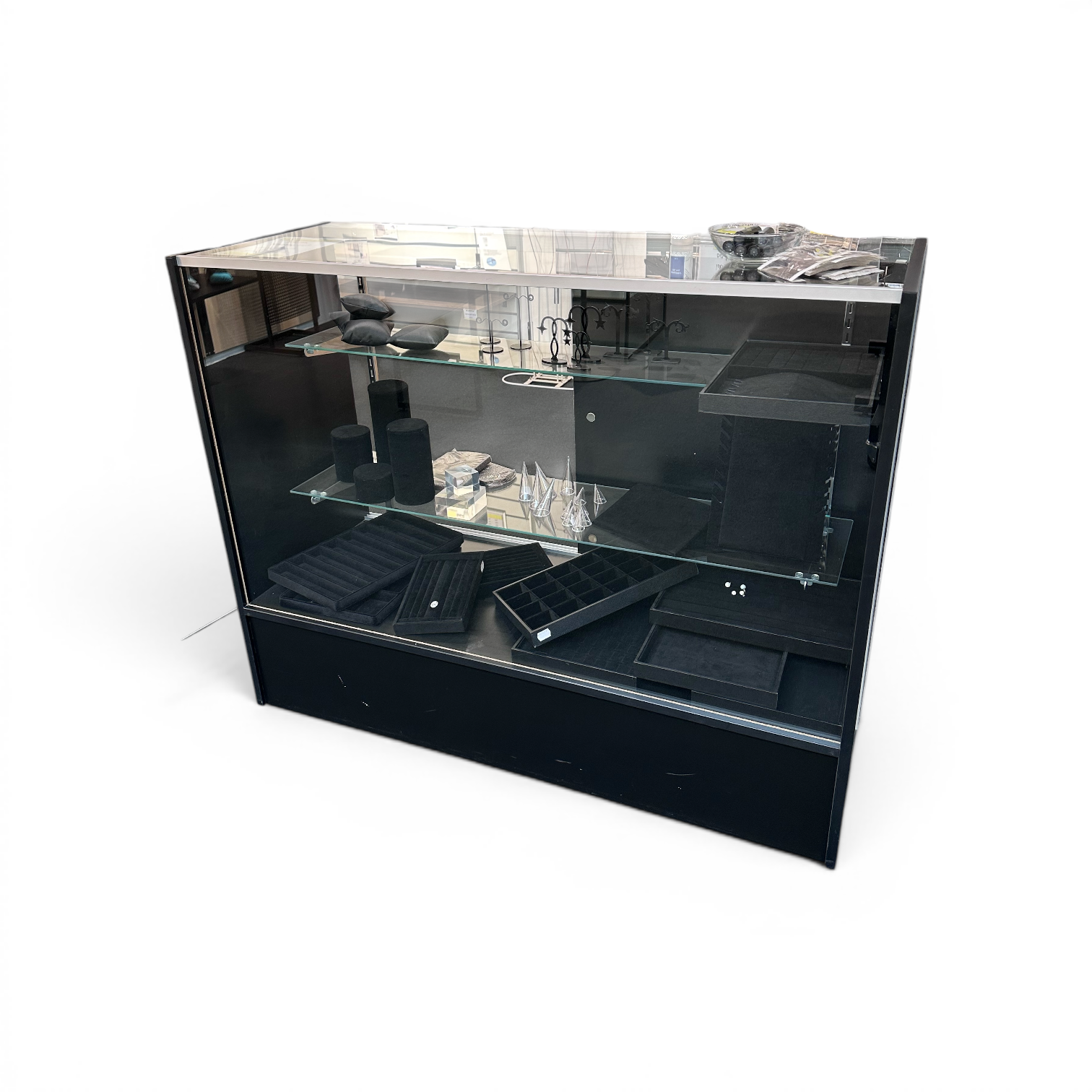 DEMO Slimline disk – glermodul við 2 glerhyllum, svartur