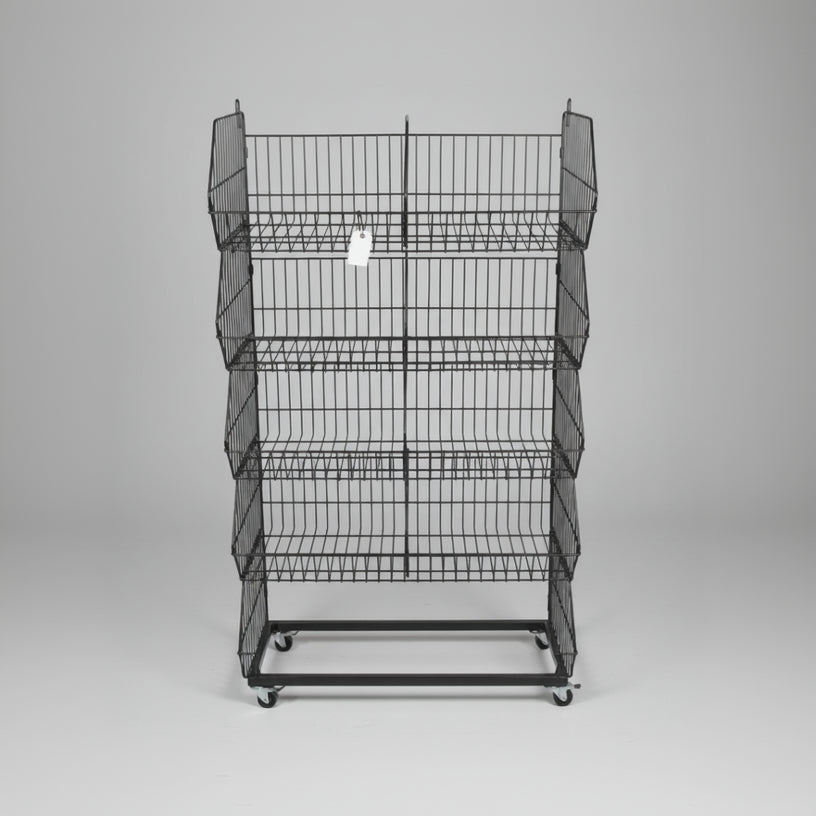 Stabelkurv við 5 kurvum og hjólum – budgetmodell, svart, 81 x 43 x H157 cm