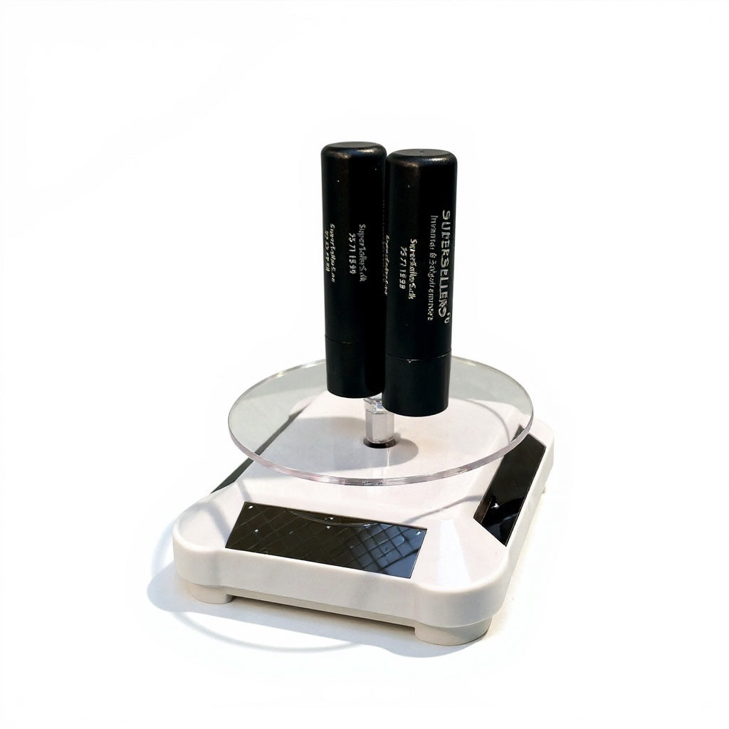 Rotating display turntable with solar panel.