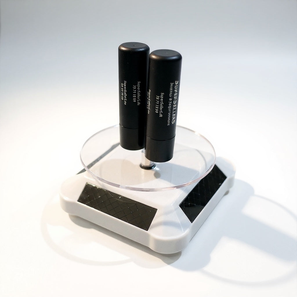 Rotating display turntable with solar panel.