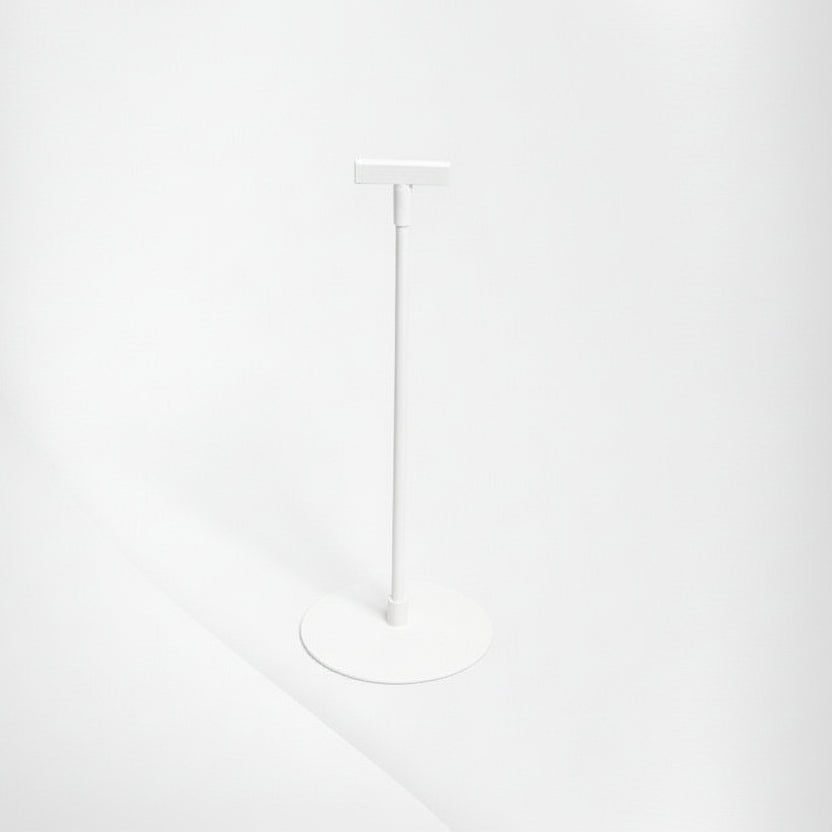 Sign holder. Plastic base with rod. Fixed height 33 cm. White