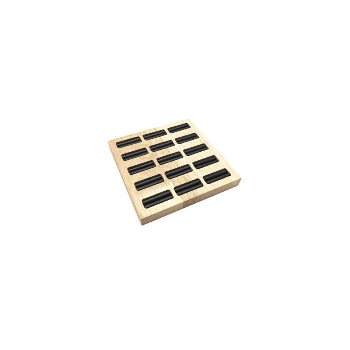 Jewelry tray for rings. Bamboo wood. Square with black insert 15 compartments