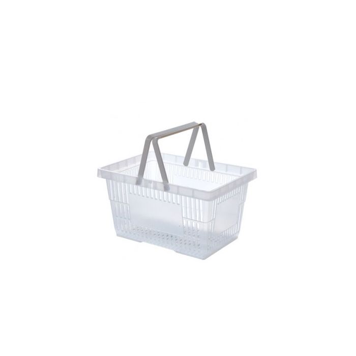 Indkøbskurv, 22 L. Transparent plast H 22,5 cm. 2 håndtag
