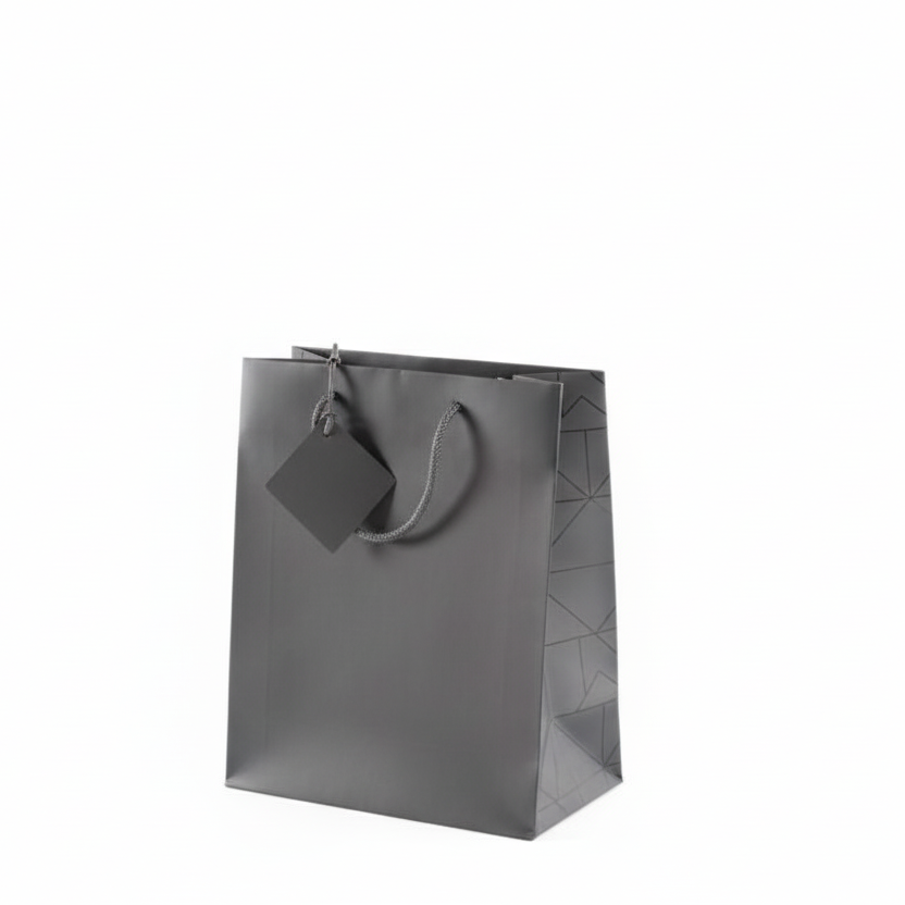 Paper bag. 8.1 x 3.3 x H 10.8 cm. Anthracite gray. 20 pcs.