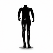 Family børnemannequin. Sort high gloss uden hoved. 8-10 år. H 114 cm. Rund glas fodplade