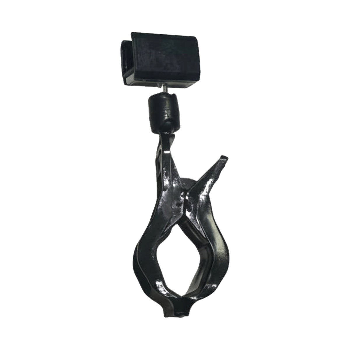 Clear Grip skilteholder i sort plast – med clips til plastramme, H9 cm