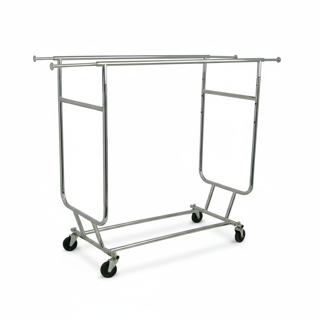 Disco III, dobbeltstativ, helt sammenklappeligt, justerbar, krom, B128-188 x H165-190 cm