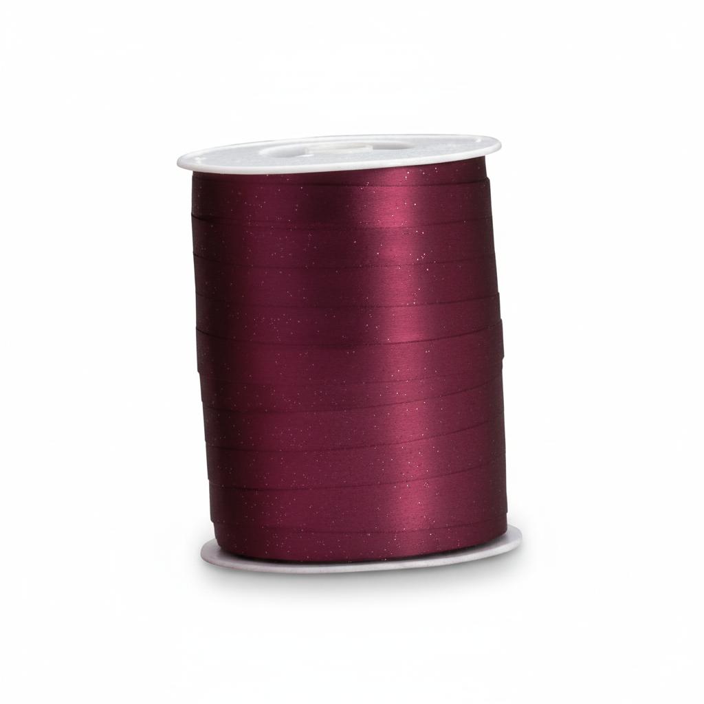 Gift ribbon, matte metallic bordeaux, 10 mm, roll of 250 m
