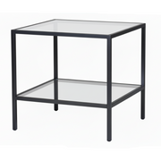 Luton table with clear glass tops, black, 80 x 80 x H80 cm.
