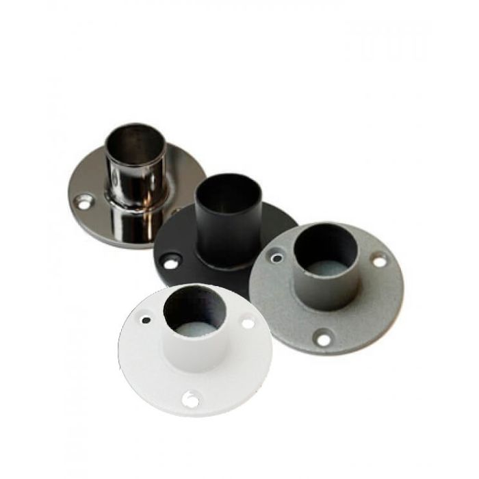 Wall flange for curtain rod, Ø25, for fitting rooms. Choose color