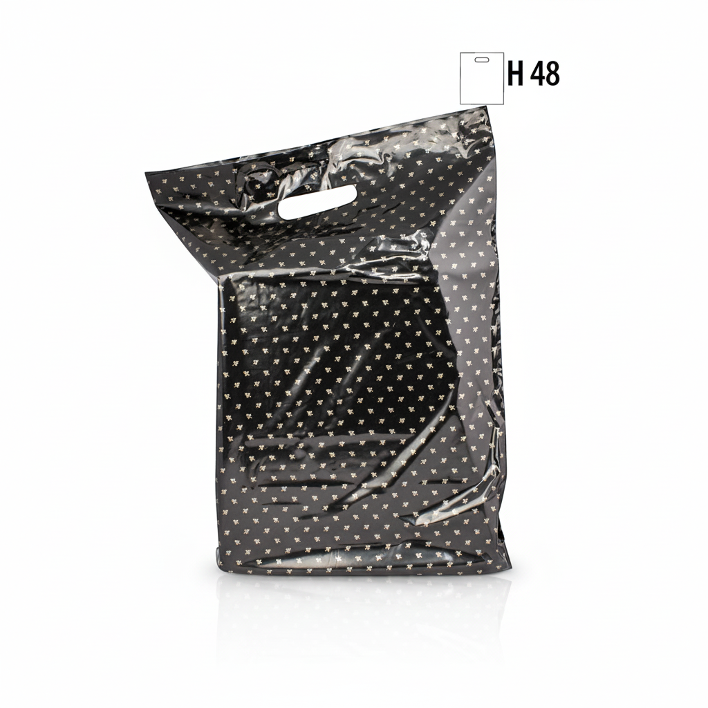 Plastpose m/ guldbladet mønster - 300 stk.