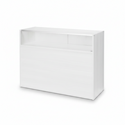 Slimline Disk, glasmodul, med 1/4 glasfront og skydelåger, hvid, B 122 × D 46 × H 96 cm