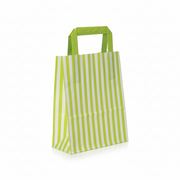 Papirpose, stribet, lime grøn, B 18 x D/SF 8 x H 22 cm., pk. med 50 stk., 80 gram