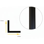 Hjørneliste, sort, 25 x 25 mm, L240 cm