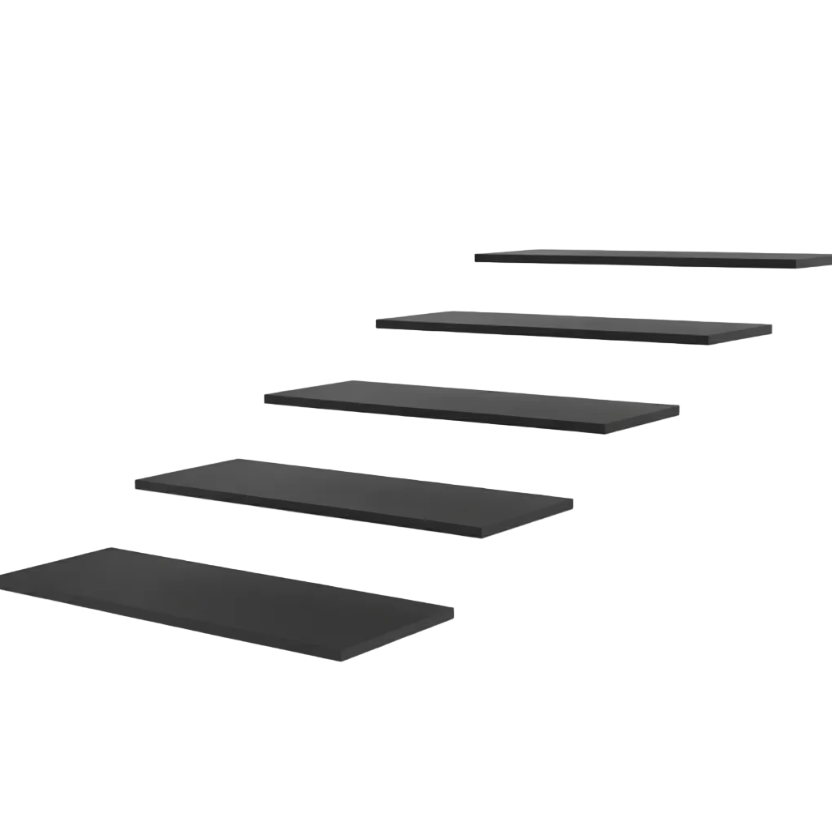 Melaminhylde,(Let tekstur) lige, sort, 18 mm, 61 x 37 cm. (kun i pakker af 5 stk.)