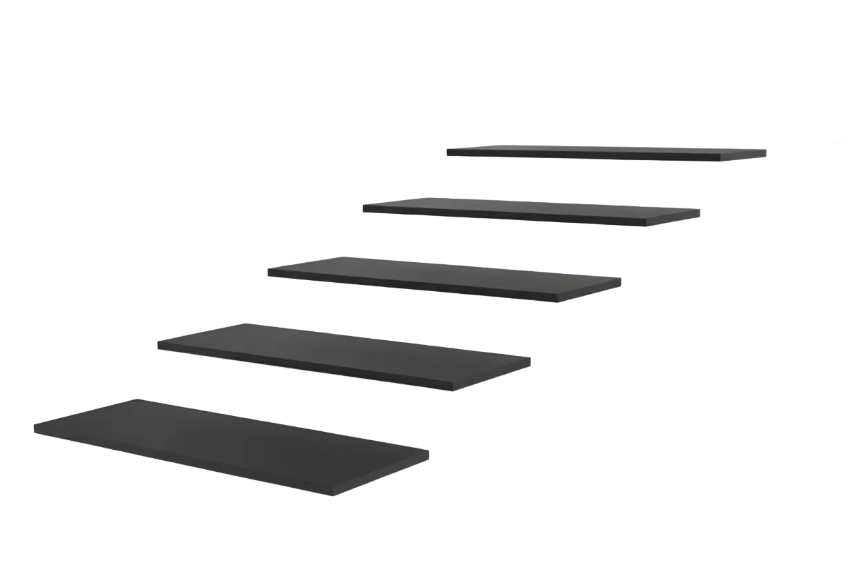 Melaminhylde,(Let tekstur) lige, sort, 18 mm, 61 x 37 cm. (kun i pakker af 5 stk.)